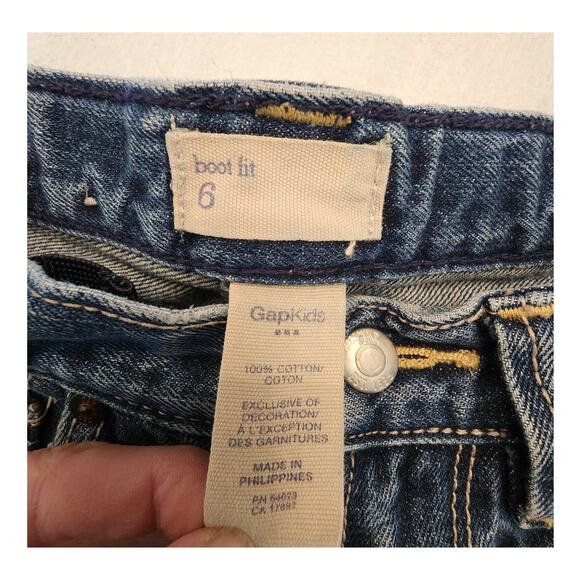 Gap Kids Boot Fit Denim Jeans Distressed SZ 6 Adjustable Waist Girls Wide Leg - Picture 5 of 10